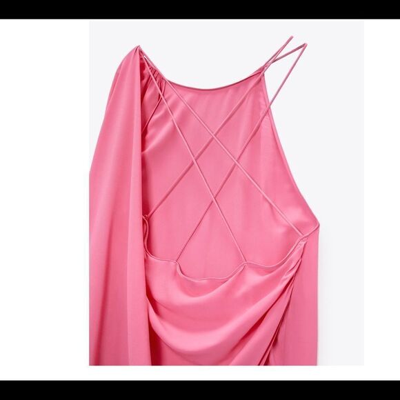 ZARA pink cape maxi dress limited edition Sz XL NWT - Picture 10 of 16